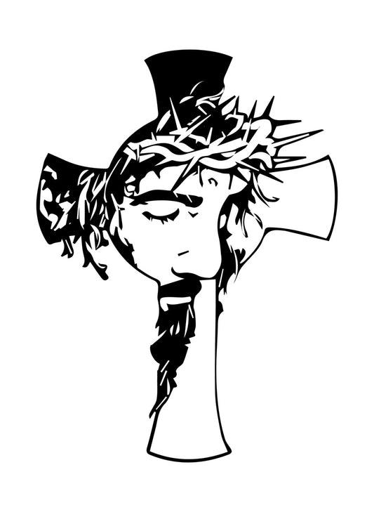 Jesus Crown Of Thorns Cross DTF Transfer