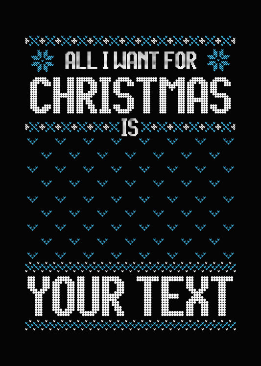 Blue Snowflake Knit Pattern DTF Transfer
