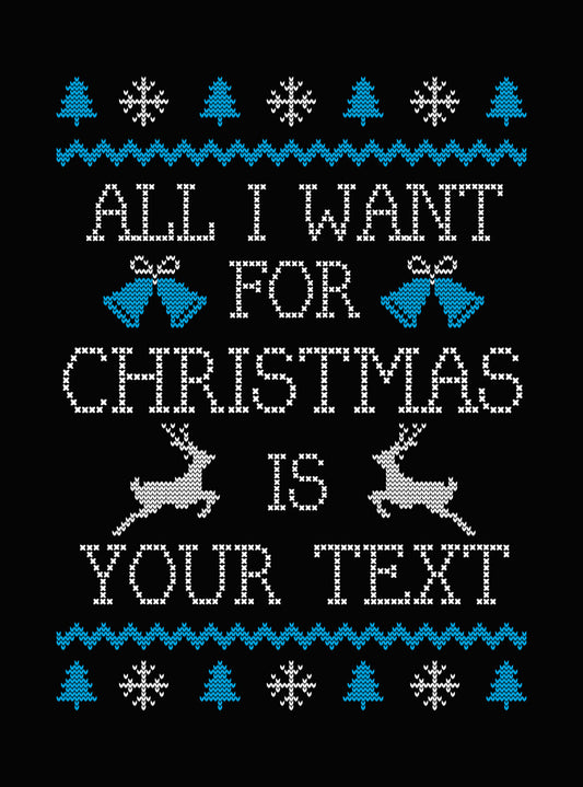 Blue Christmas Sweater Pattern DTF Transfer