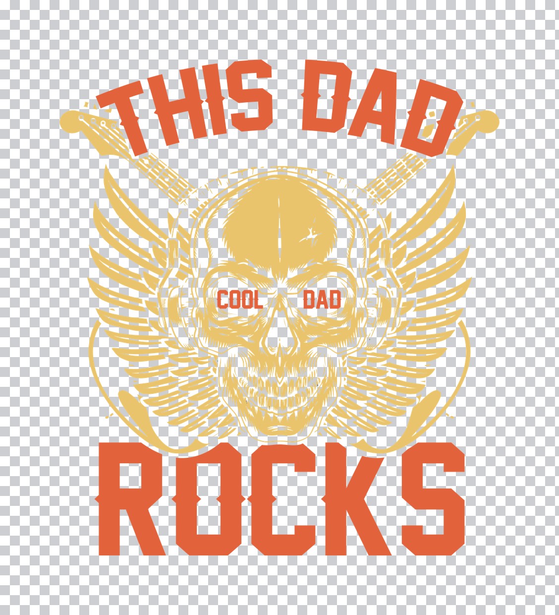 This Dad Rocks Skull And Guitar DTF Transfer