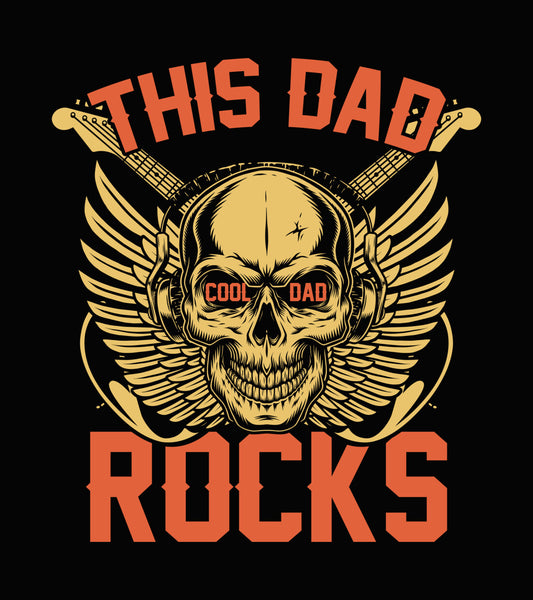 This Dad Rocks Skull And Guitar DTF Transfer