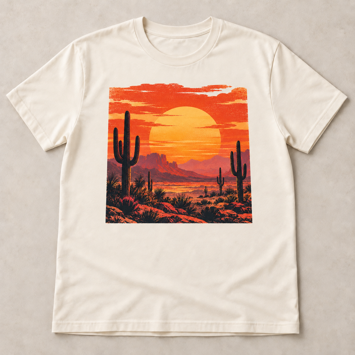 10x10 DTF transfer placement example on an ivory T-shirt; apparel not included