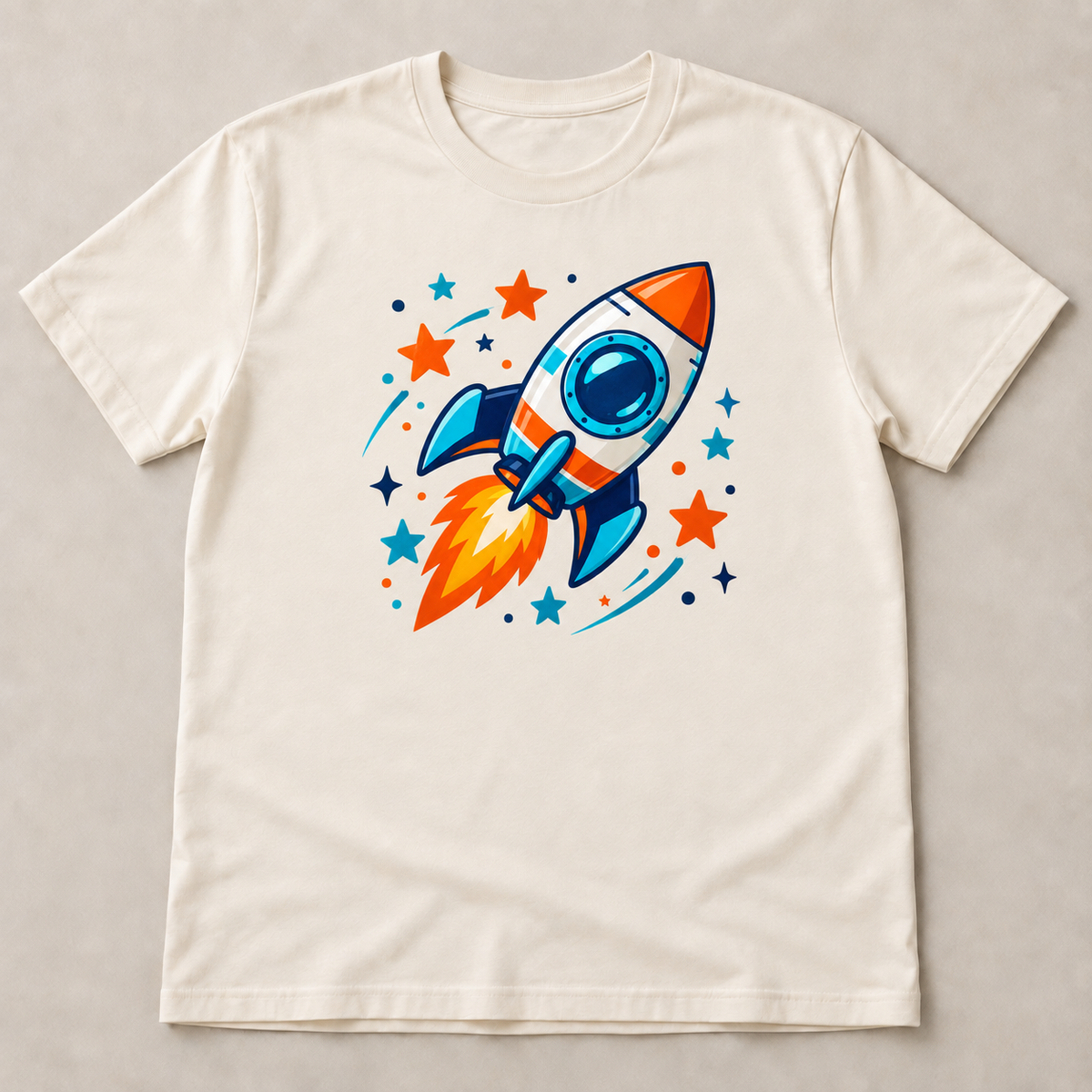 6x6 DTF transfer placement example on an ivory T-shirt; apparel not included