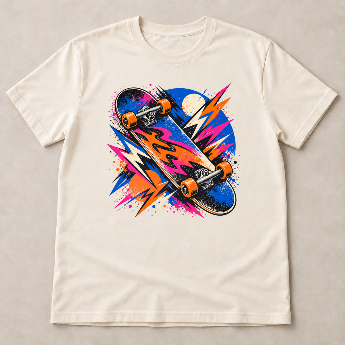 8x8 DTF transfer placement example on an ivory T-shirt; apparel not included