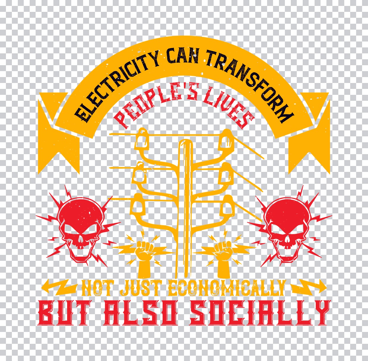Electricity Transforms Lives Skull DTF Transfer