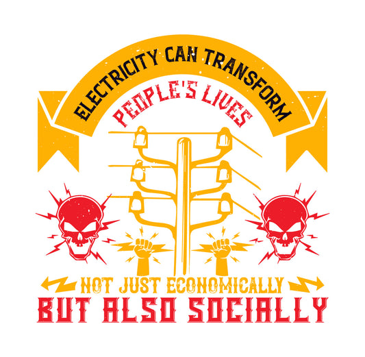 Electricity Transforms Lives Skull DTF Transfer