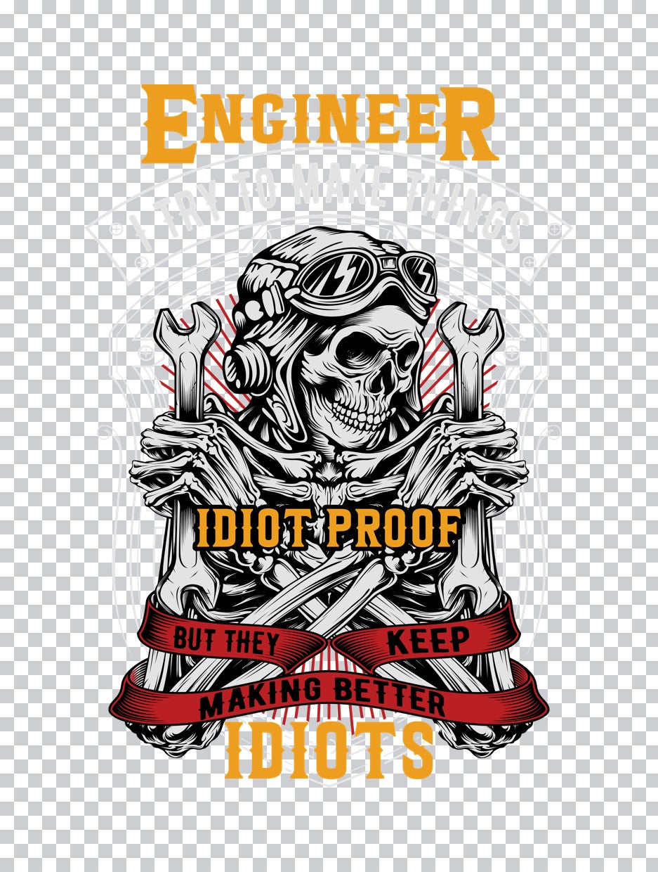 Engineer Idiot Proof Skull DTF Transfer