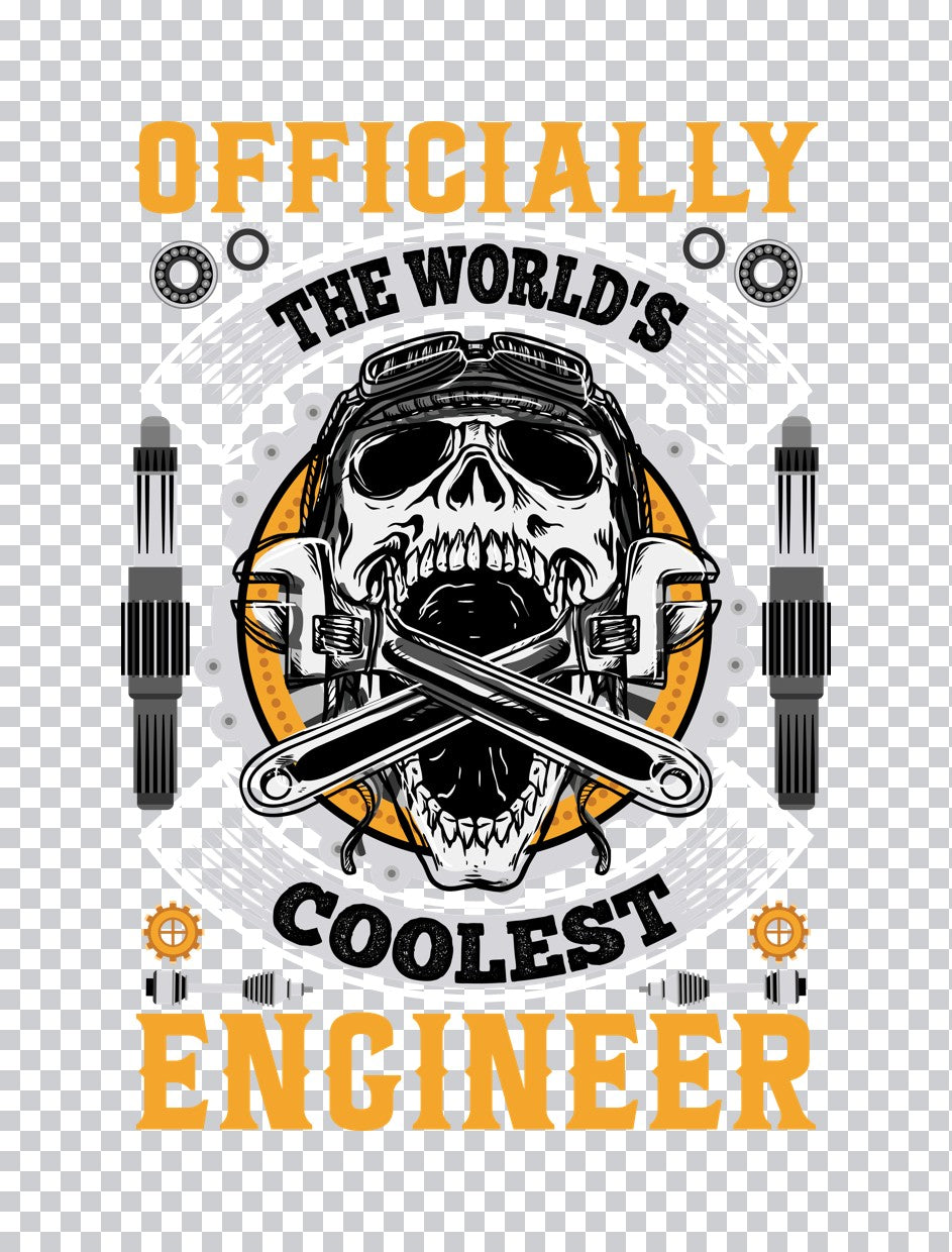 World's Coolest Engineer Skull DTF Transfer