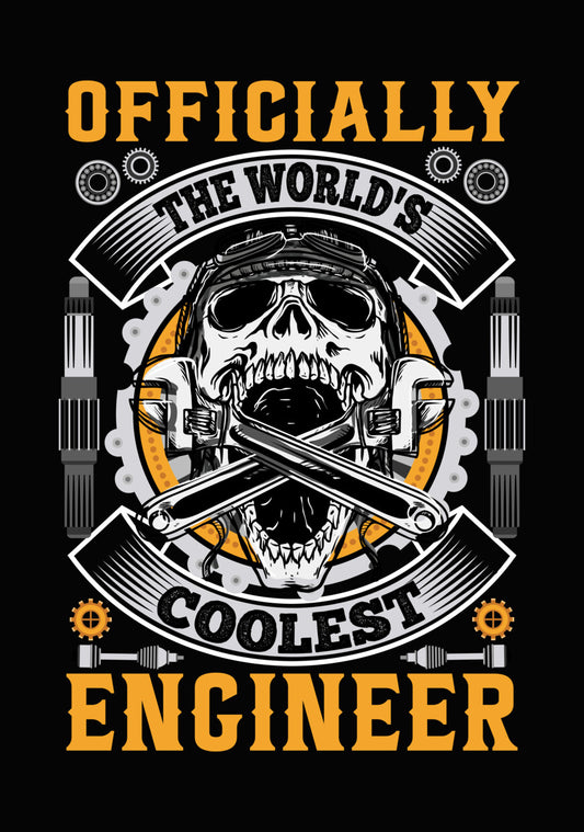 World's Coolest Engineer Skull DTF Transfer