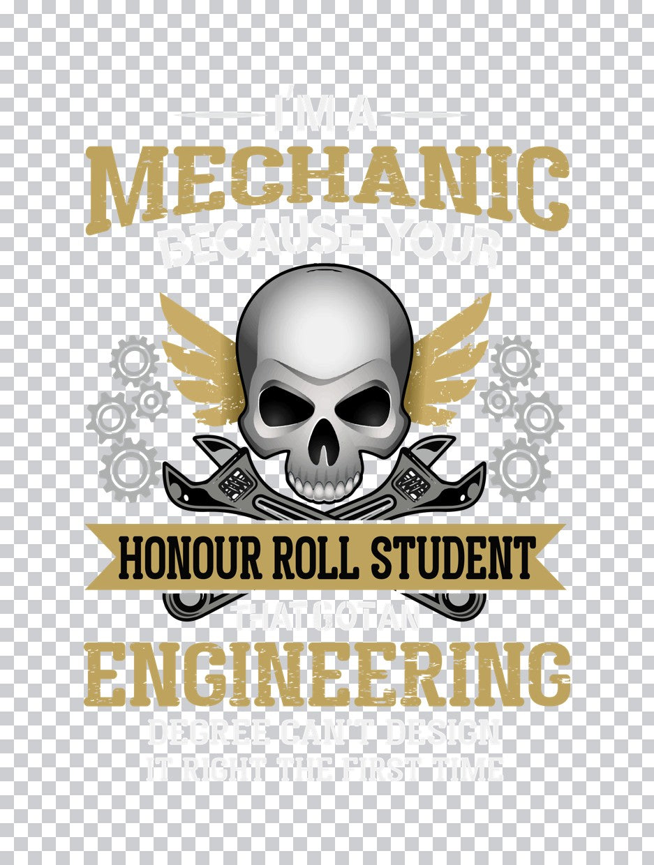 Mechanic Engineering Student Skull DTF Transfer