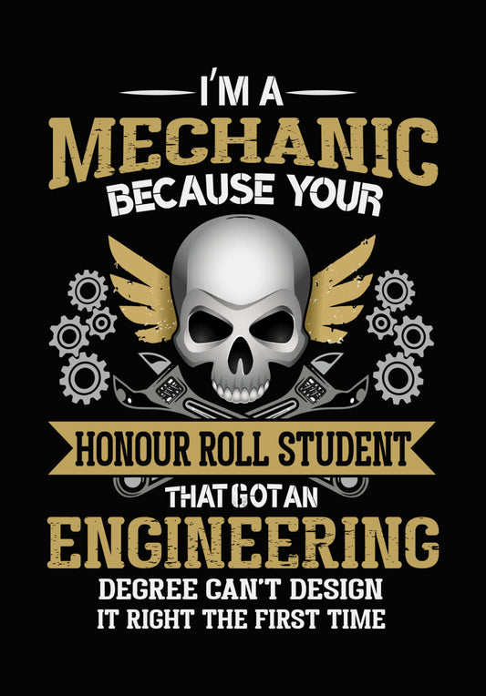 Mechanic Engineering Student Skull DTF Transfer