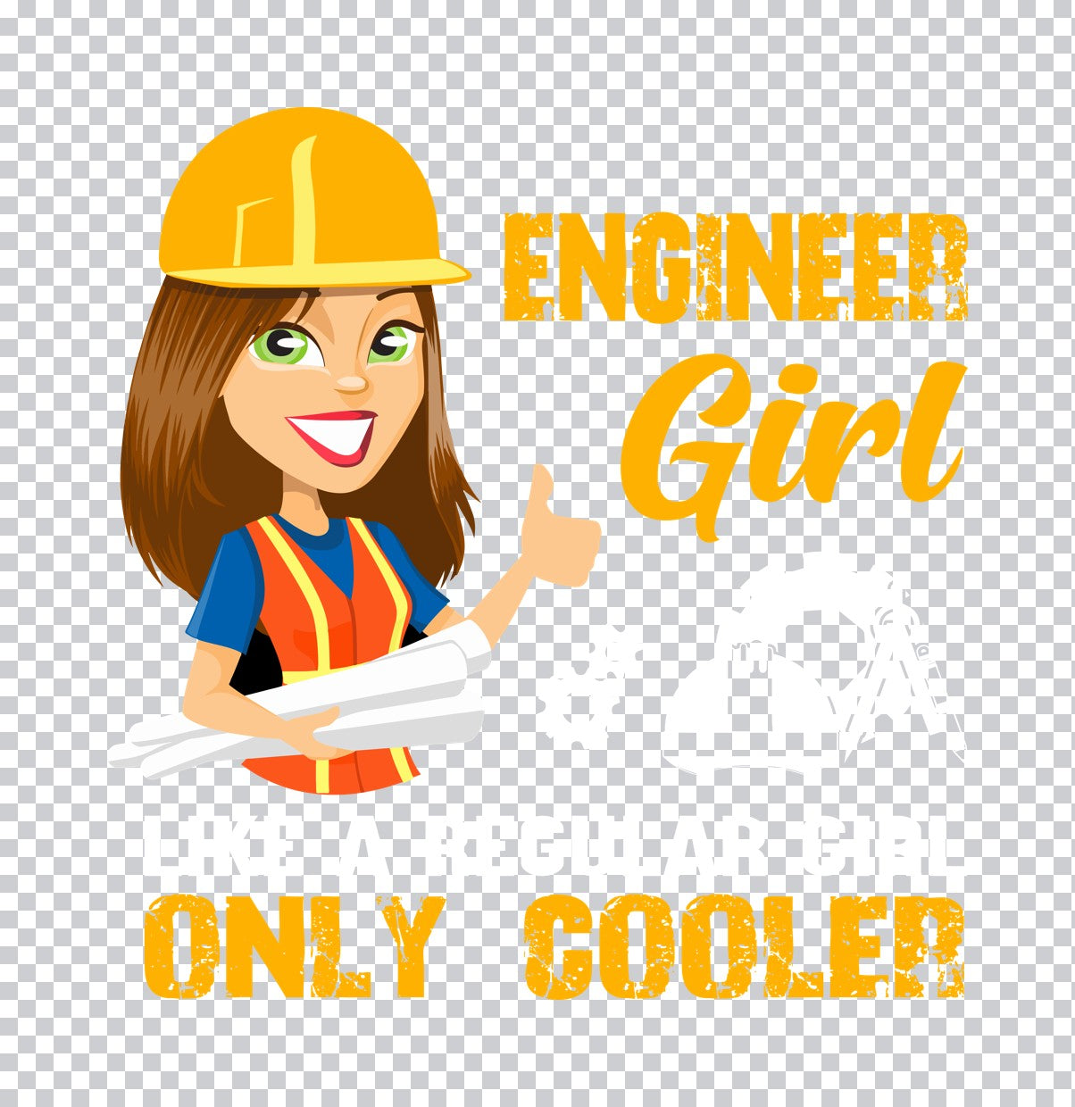 Engineer Girl Only Cooler Distressed DTF Transfer