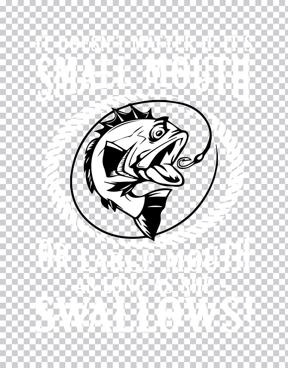 Black and White Bass Fishing DTF Transfer