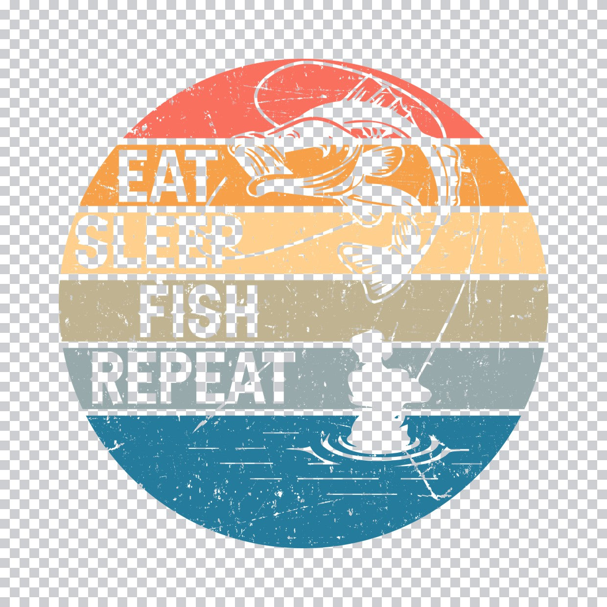 Eat Sleep Fish Repeat Vintage DTF Transfer