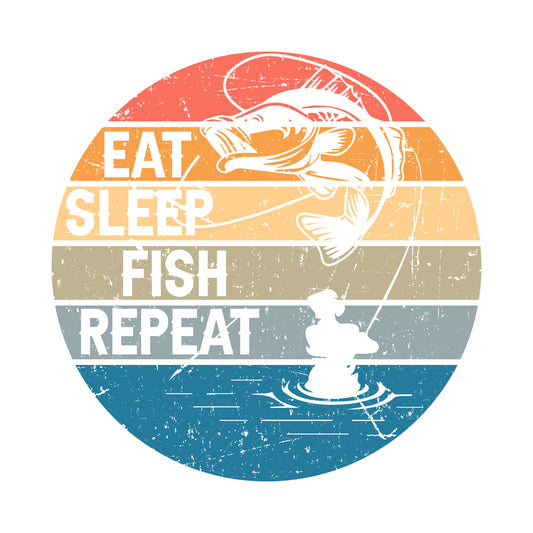 Eat Sleep Fish Repeat Vintage DTF Transfer