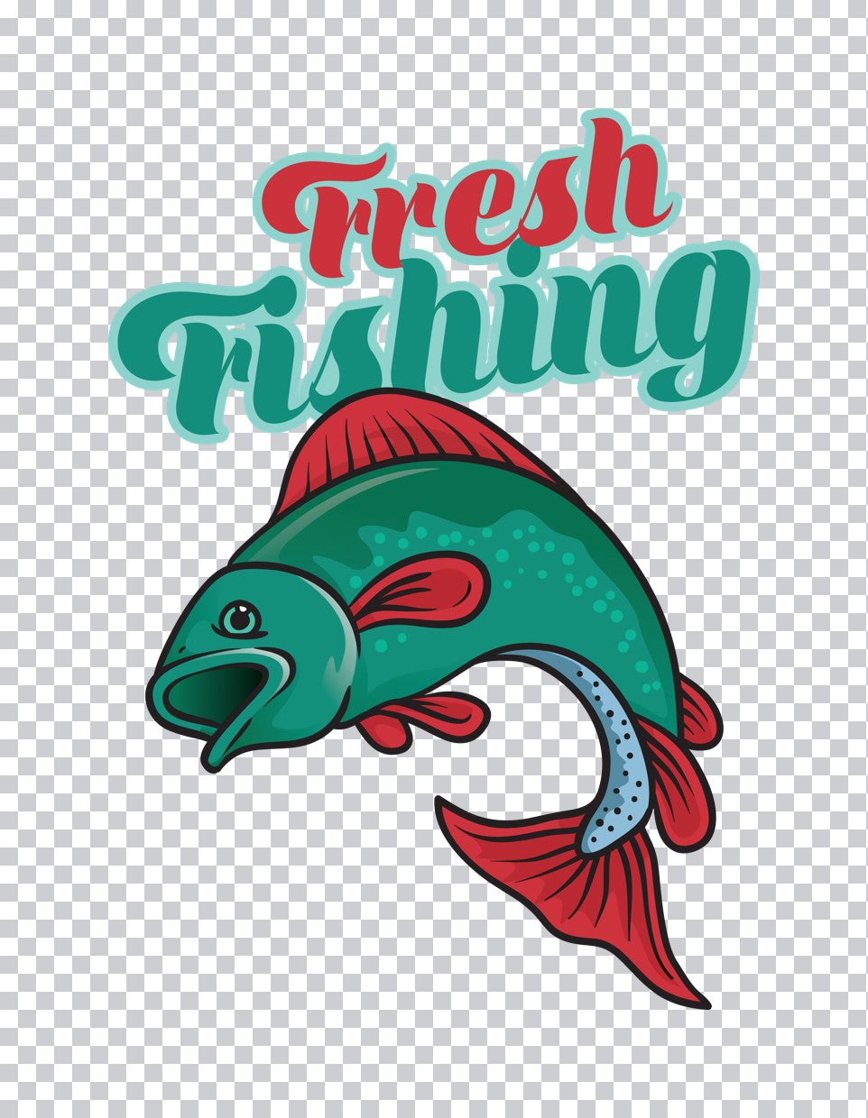 Angler with Jumping Fish DTF Transfer