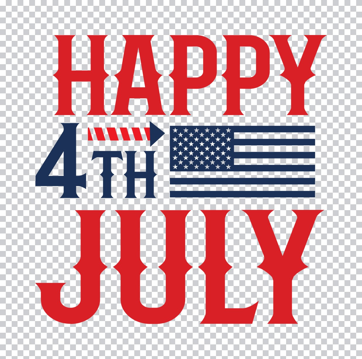 Happy 4th of July Flag DTF Transfer