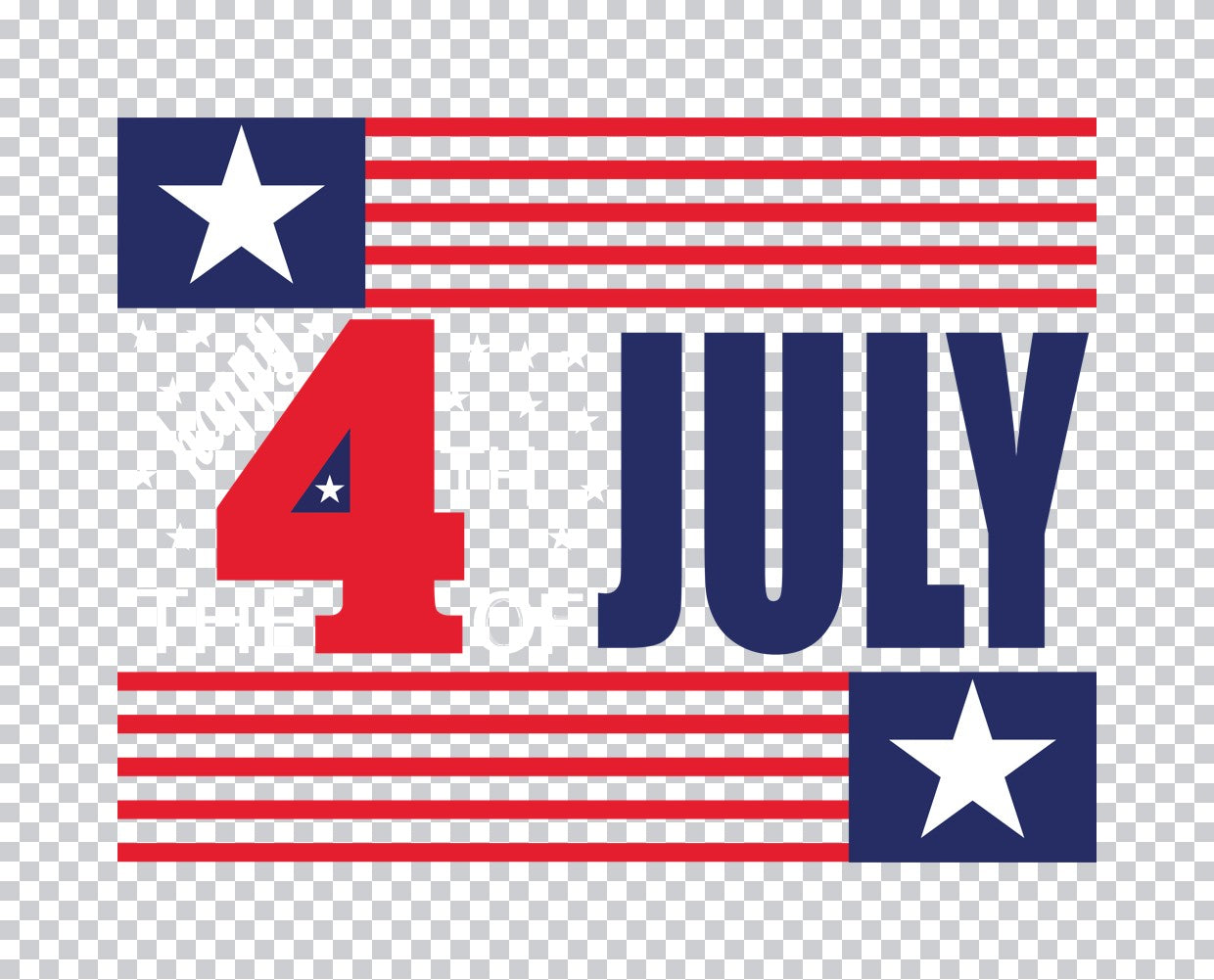 4th of July Stars and Stripes Typography DTF Transfer