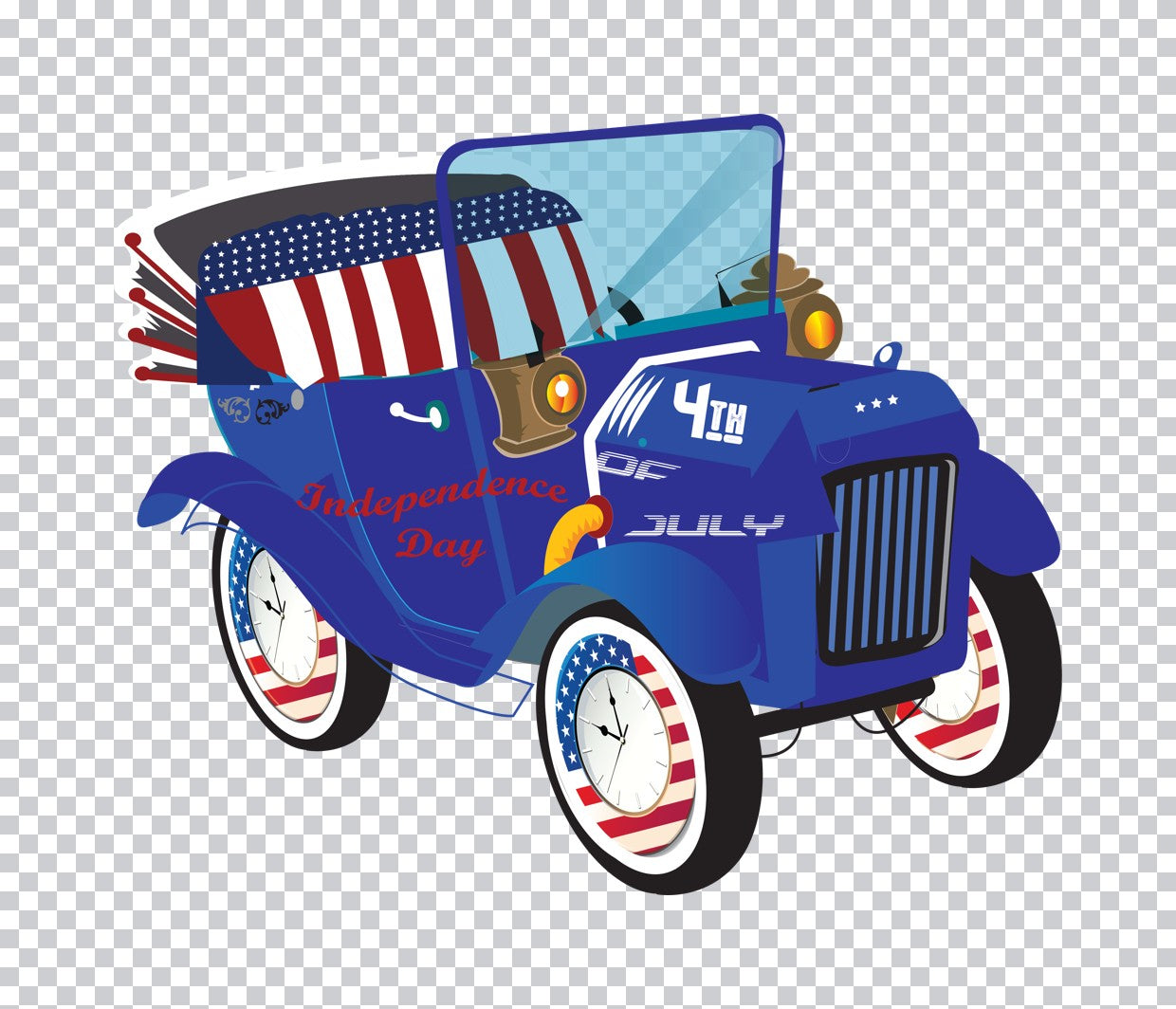 Vintage Patriotic Car DTF Transfer