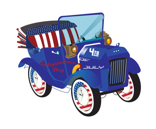 Vintage Patriotic Car DTF Transfer