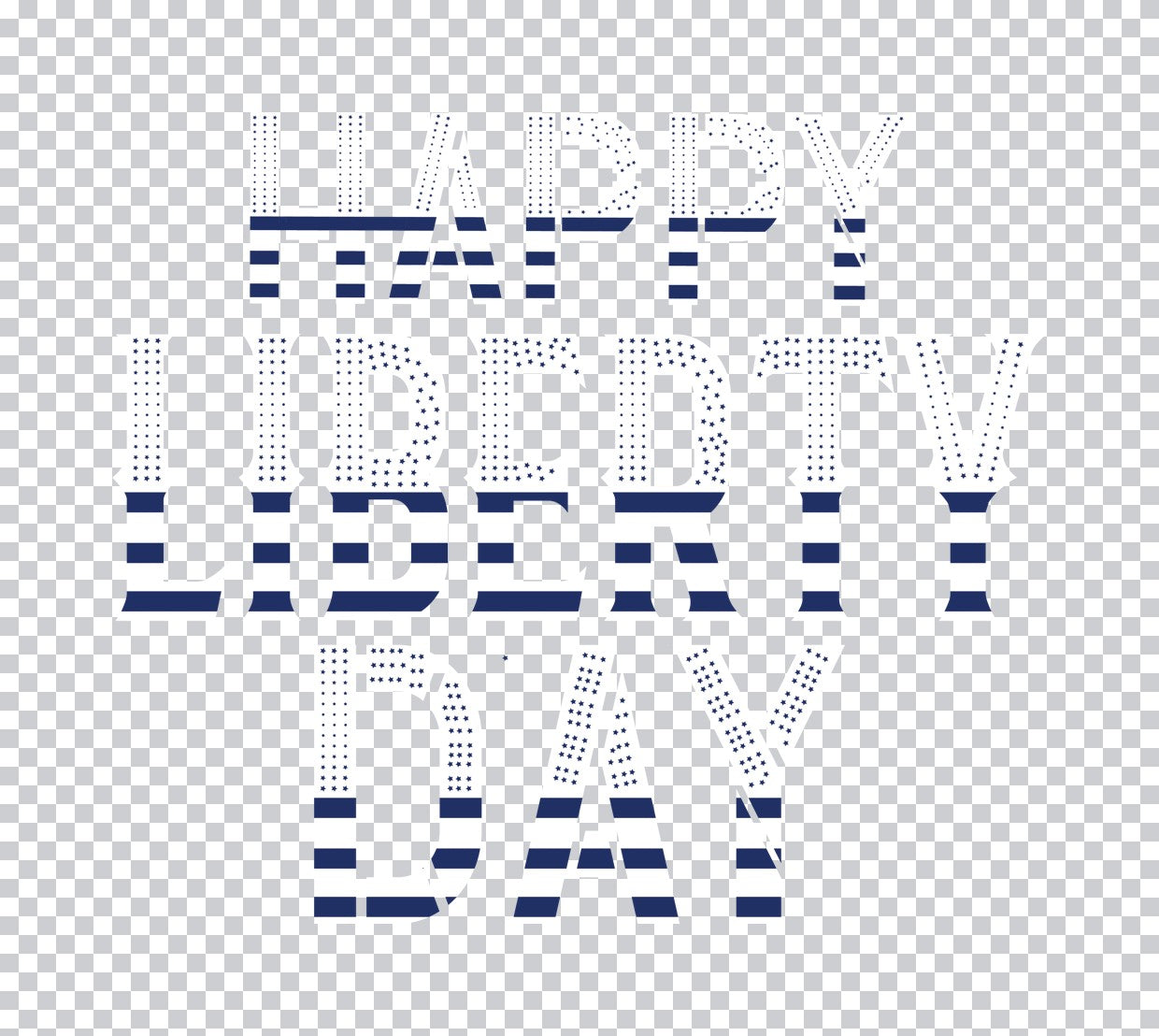 Happy Liberty Day Striped Typography DTF Transfer