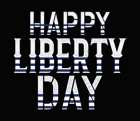 Happy Liberty Day Striped Typography DTF Transfer