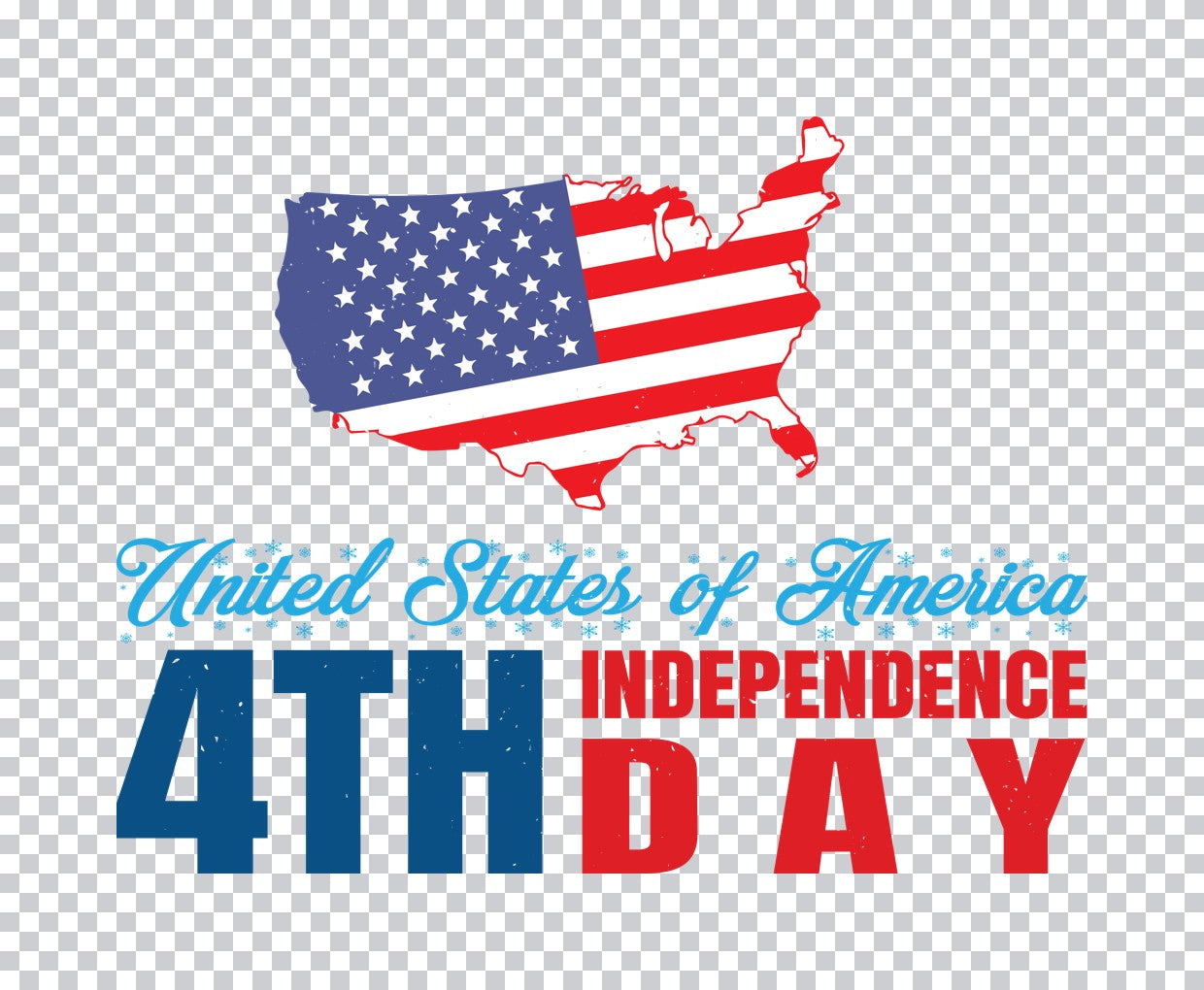 USA Map Independence Day DTF Transfer