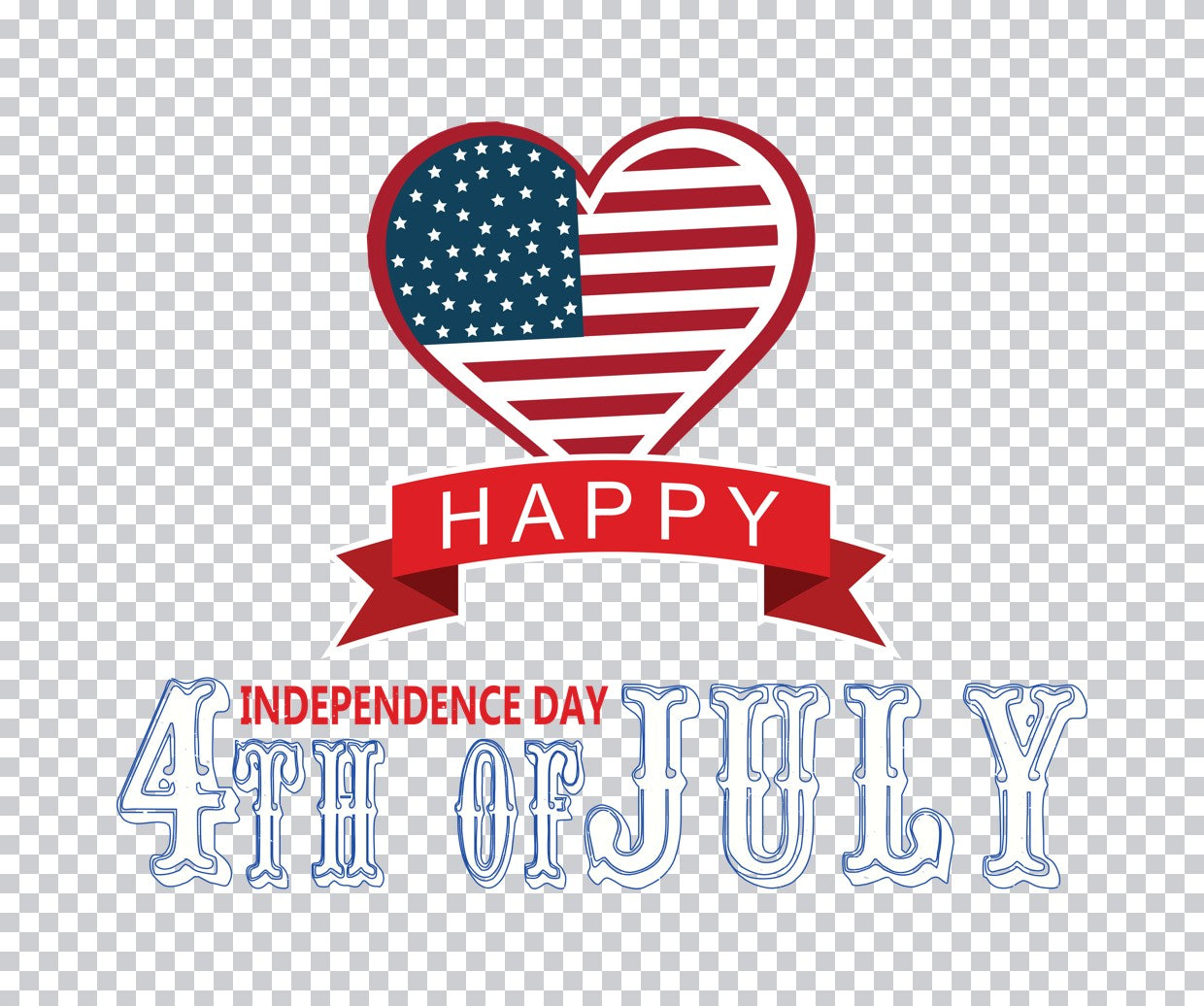 Happy 4th of July Heart Flag DTF Transfer