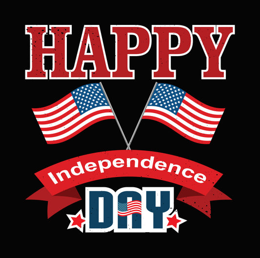 Happy Independence Day Crossed Flags DTF Transfer