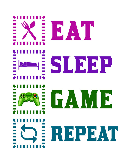 Eat Sleep Game Repeat DTF Transfer