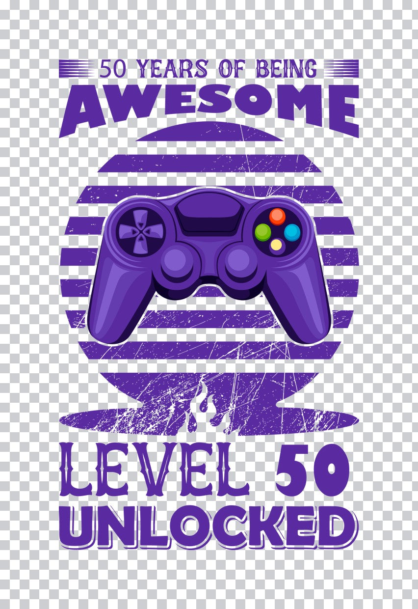 Level 50 Unlocked Gaming Birthday DTF Transfer