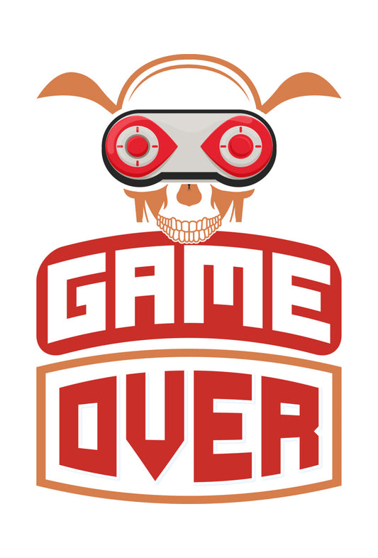 Game Over Skull VR DTF Transfer