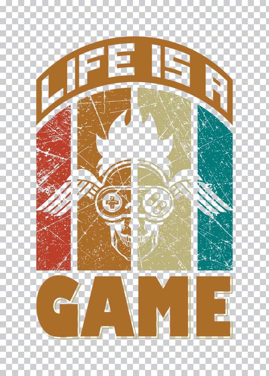 Life Is A Game Retro Skull DTF Transfer