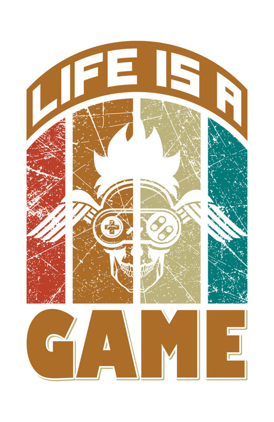 Life Is A Game Retro Skull DTF Transfer