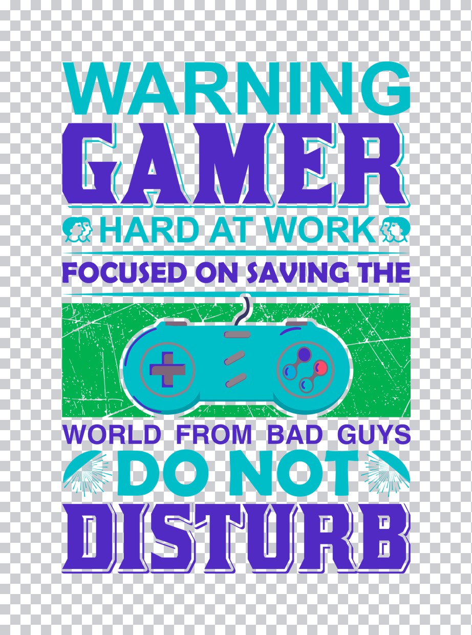 Warning Gamer Hard at Work DTF Transfer