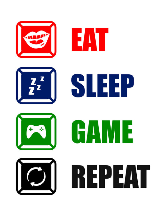 Eat Sleep Game Repeat Keyboard DTF Transfer