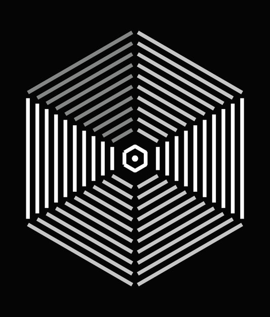 Abstract Mirrored Geometric Pyramid DTF Transfer
