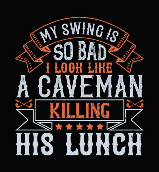 Funny Caveman Golf Swing DTF Transfer