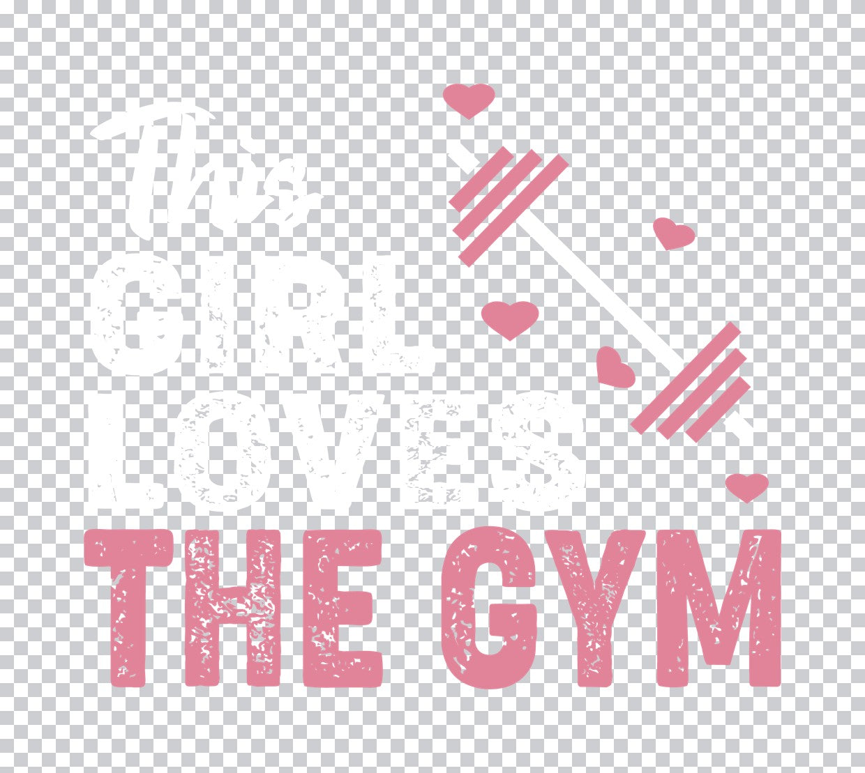 The Gym Pink Heart Barbell DTF Transfer