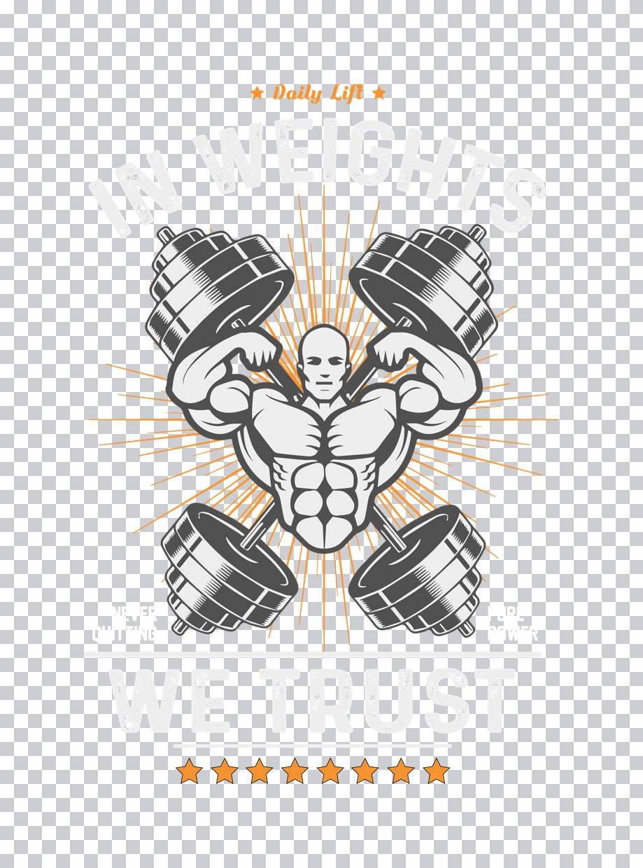 In Weights We Trust Bodybuilder DTF Transfer