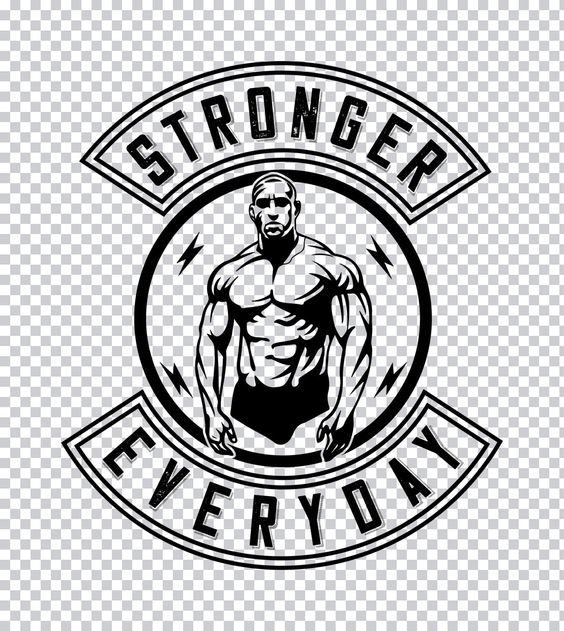 Stronger Everyday Bodybuilder Emblem DTF Transfer
