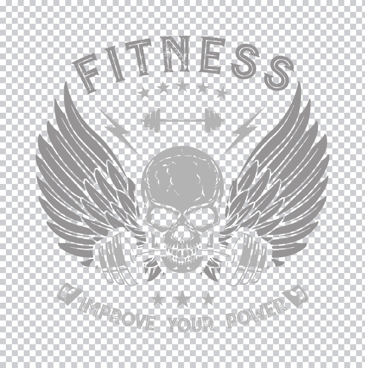 Skull Fitness Winged Barbell DTF Transfer