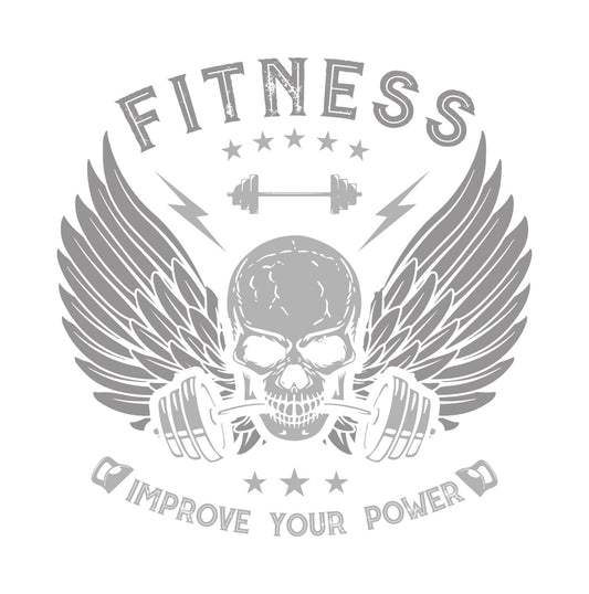 Skull Fitness Winged Barbell DTF Transfer