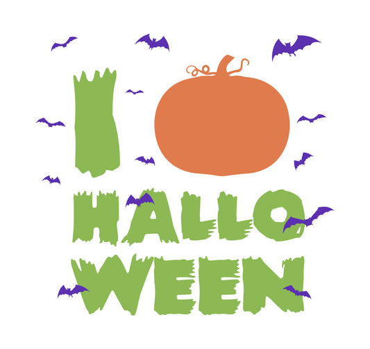 Halloween Pumpkin And Bats DTF Transfer