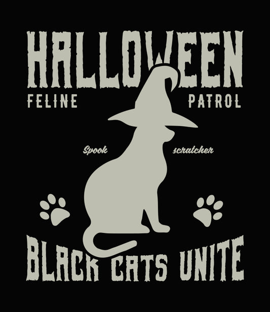Halloween Feline Patrol Black Cat DTF Transfer