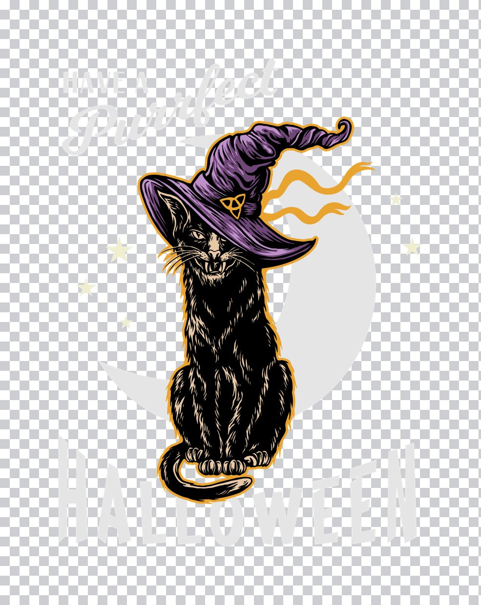 Witchy Black Cat Halloween DTF Transfer