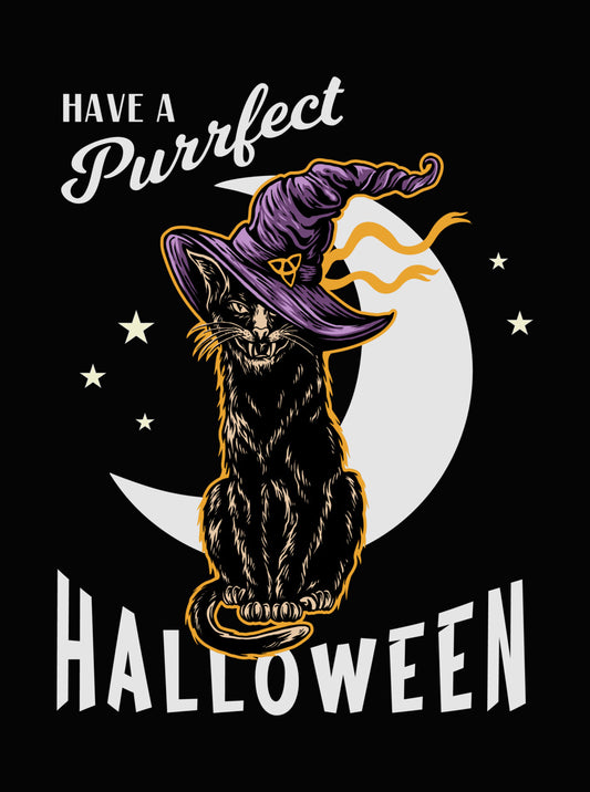 Witchy Black Cat Halloween DTF Transfer