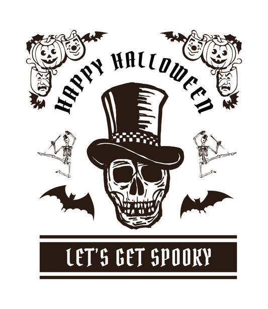 Vintage Happy Halloween Skull DTF Transfer