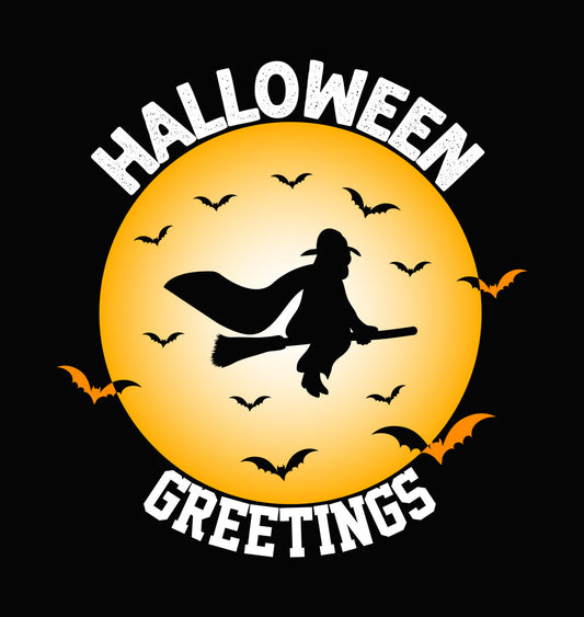Witch on Moon Silhouette DTF Transfer