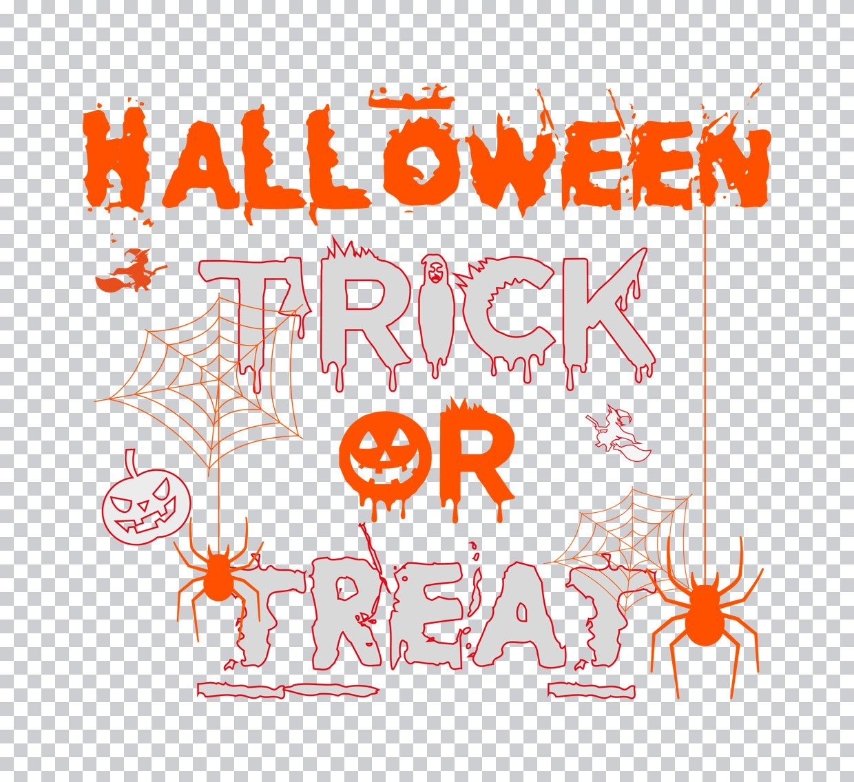 Halloween Trick or Treat Spider Web DTF Transfer